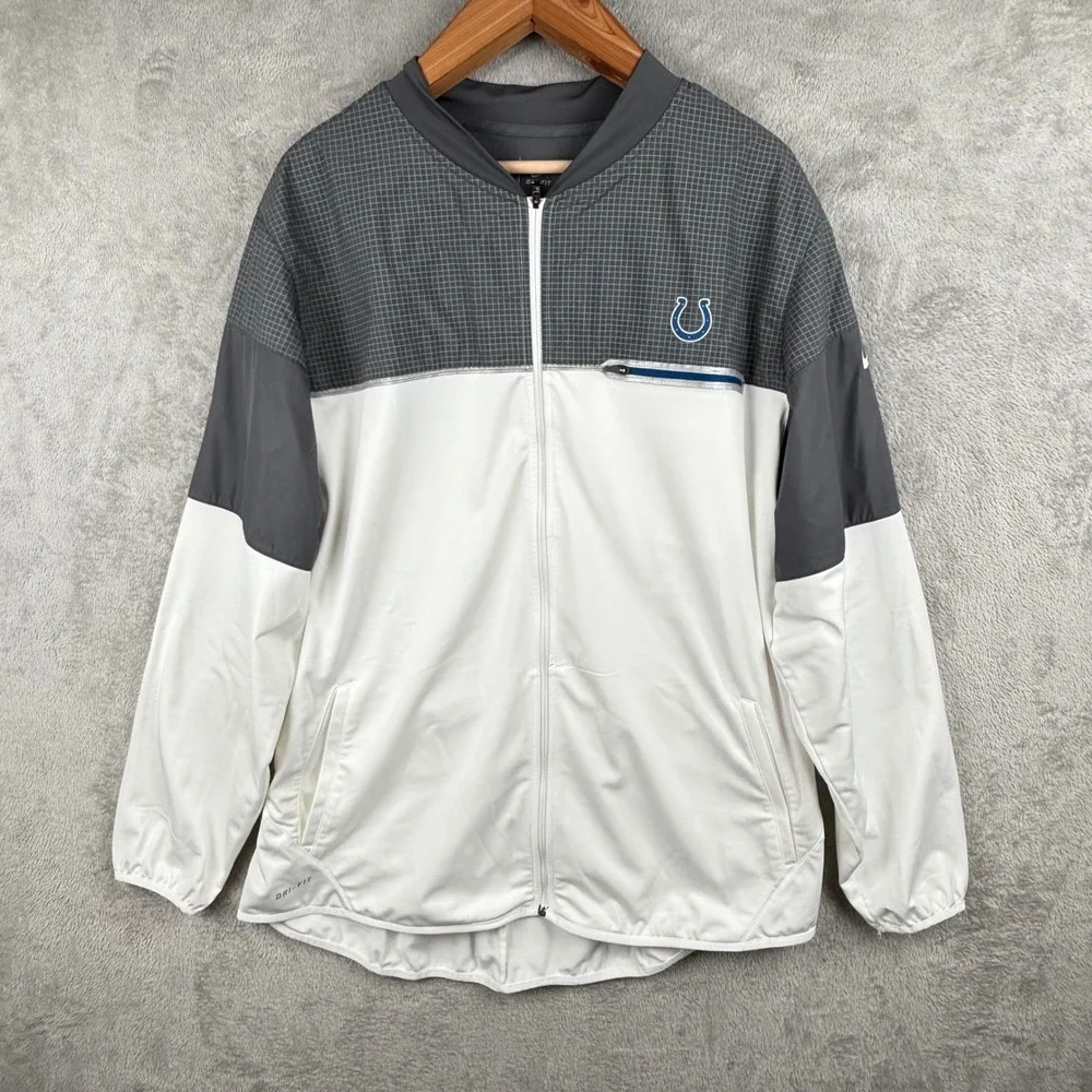 Indianapolis Colts Dri-FIT Full Zip Jacket‎ Mens XXL Gray White NFL On Field